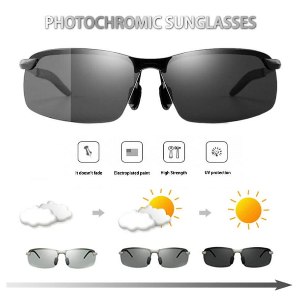 Men Metal Polarized Photochromic Sunglasses Fashion Night Vision Driving Glasses